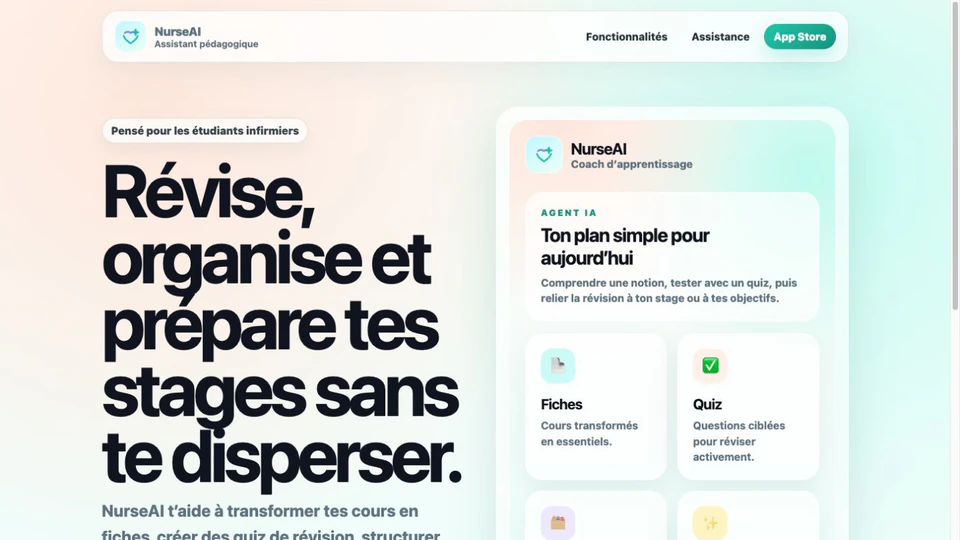 Aperçu de l’application NurseAI pour les étudiants infirmiers